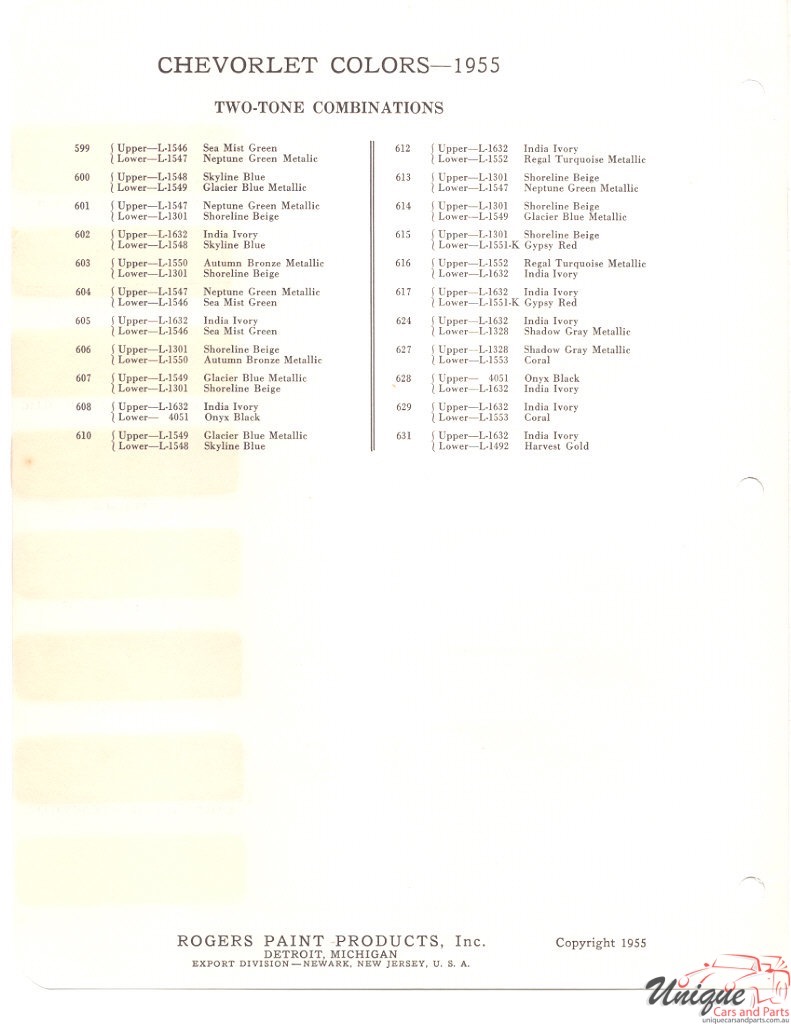 1955 Chev Paint Charts Rogers 3